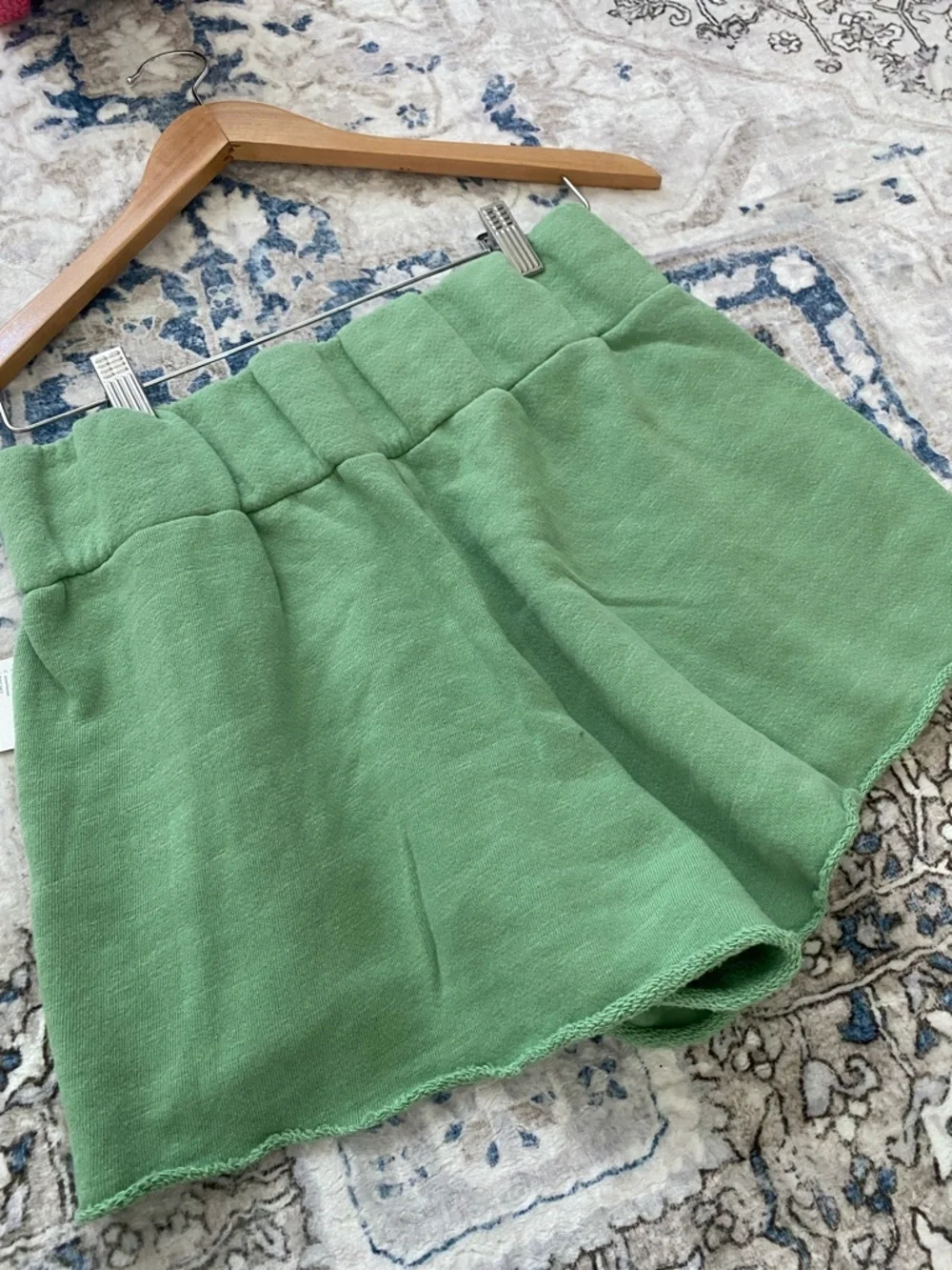 Free People Green Terry Athletic Lounge Shorts with Elastic Waist